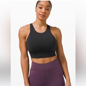Women’s Lululemon Wunder Train Long Line Bra Size 8 Heather Black